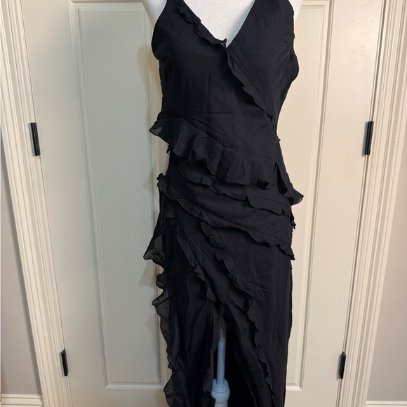 NWT Abercrombie & Fitch Black Ruffle Maxi Dress - Picture 2 of 8